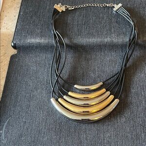 Lia Sophia Black and Gold Multi-Strand Necklace